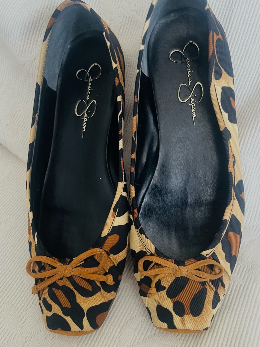 Jessica Simpson Leopard-Pattern Ballet Flats in Tan, Brown & Black